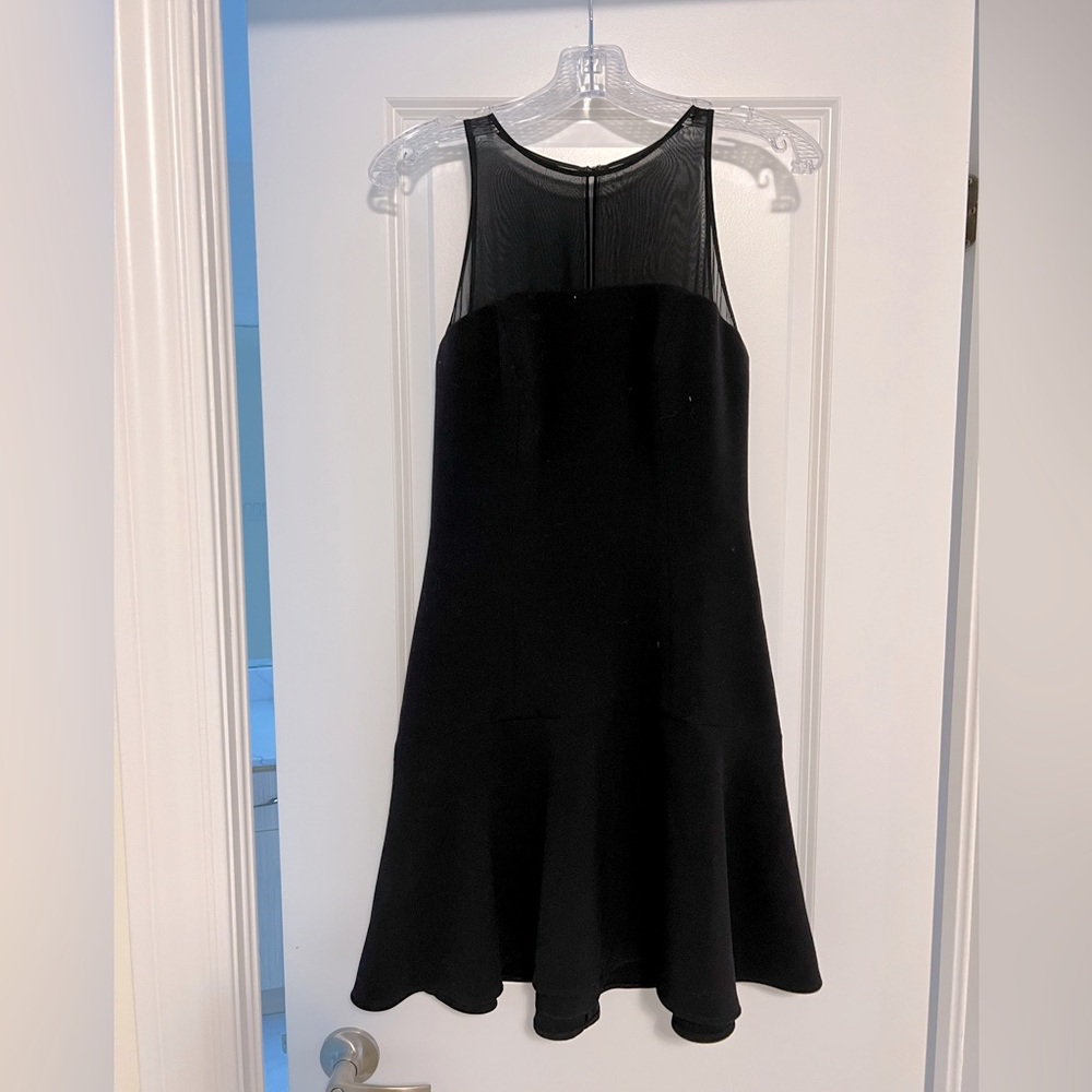 Club Monaco size 0 mesh top fitted dress with flare skirt